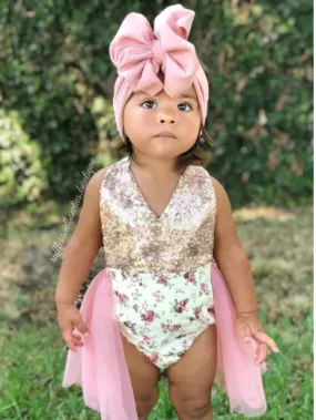 $17.50 EA - 12-24M X 2 -- Kryssi Kouture Vintage Rose Alexandra Tutu Romper