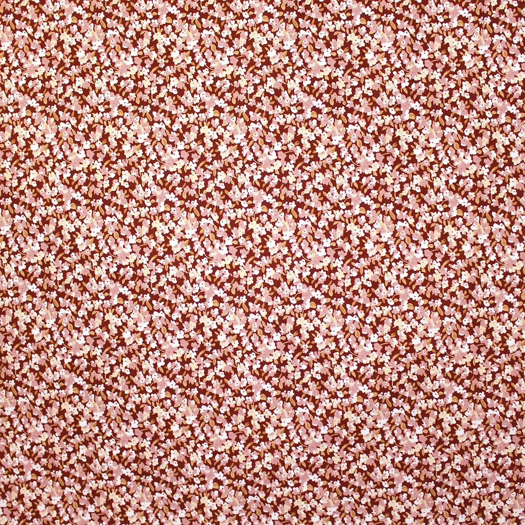 'babywale' floral cotton stretch corduroy, Oeko-Tex cert. - henna/blush