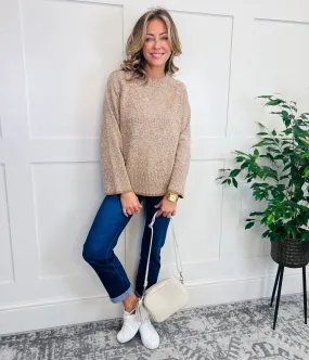 Biscuit Textured Crew Neck Jumper