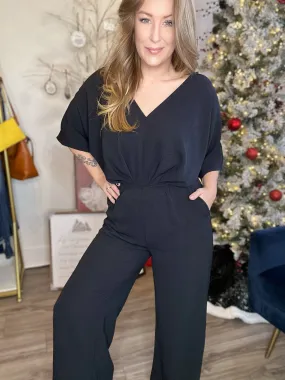 Black Kimono Sleeve Jumpsuit