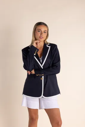 Blazer w/Contrast Trim - Navy