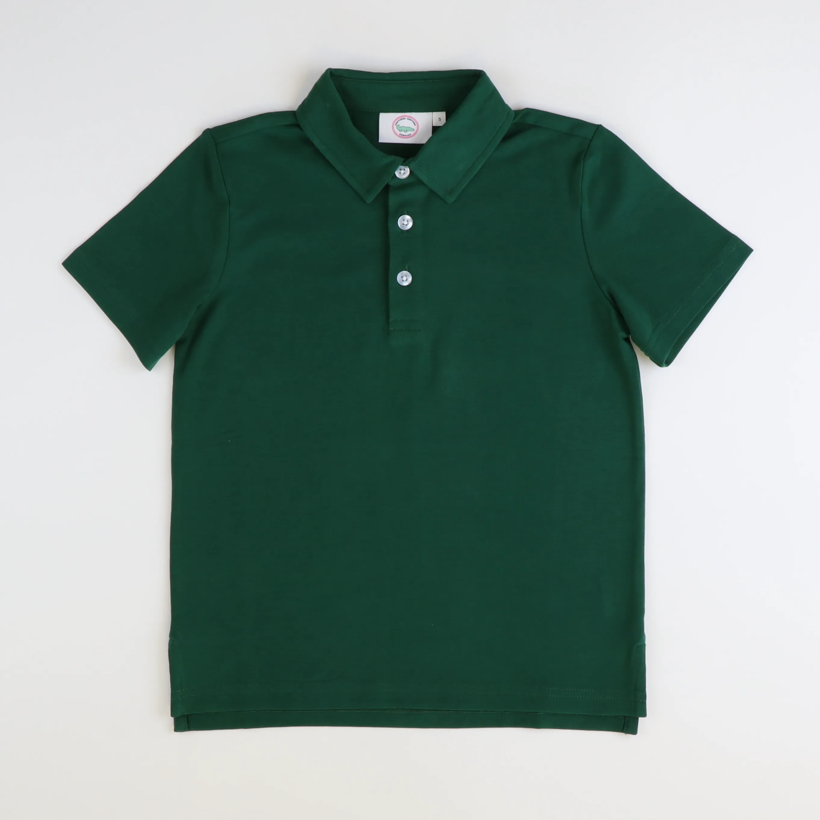 Boys Signature S/S Knit Polo - Hunter Green Solid