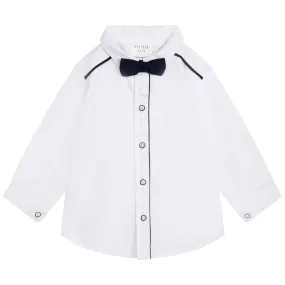 Carrement Beau White Shirt and Navy Bow Tie