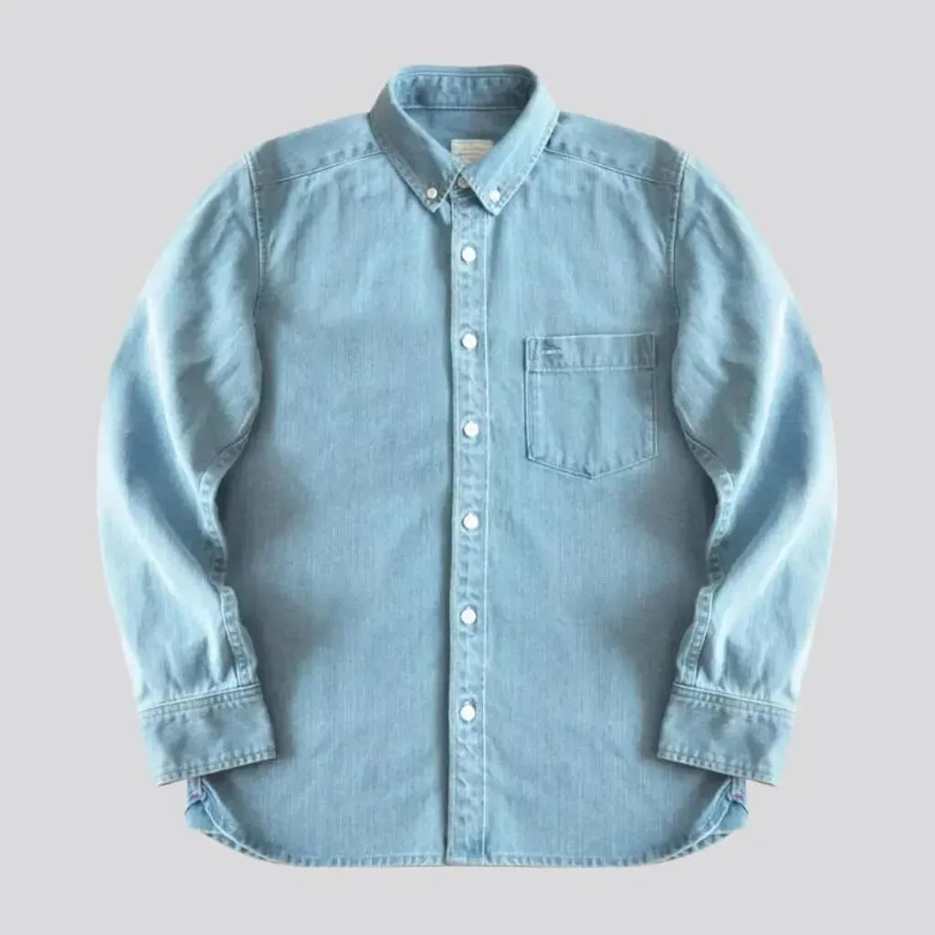 Casual stonewashed men's denim shirt