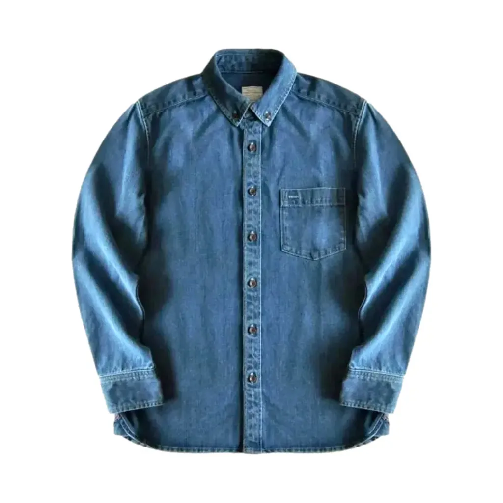 Casual stonewashed men's denim shirt