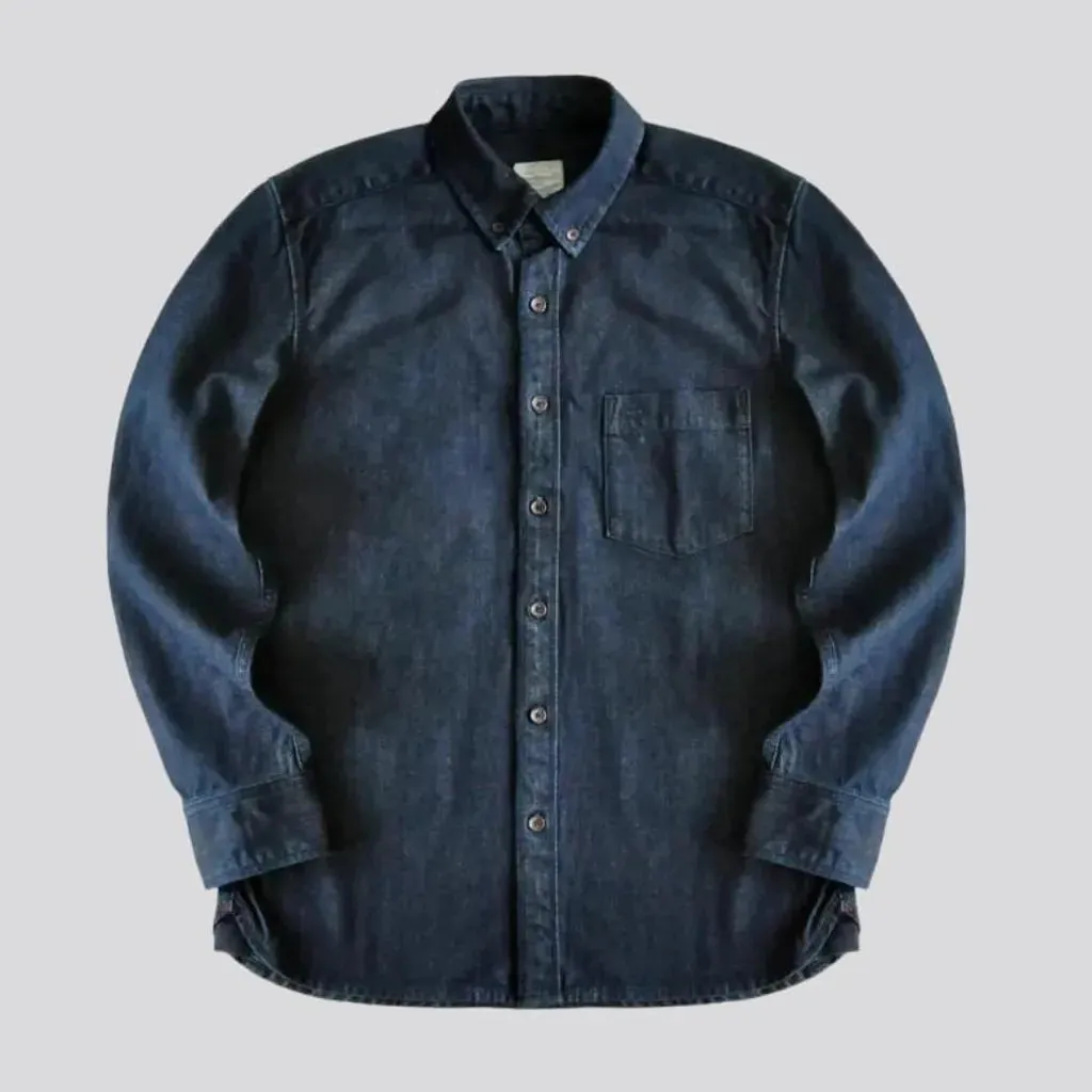 Casual stonewashed men's denim shirt