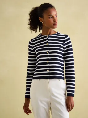 Constance Navy & White Striped Cotton Cardigan