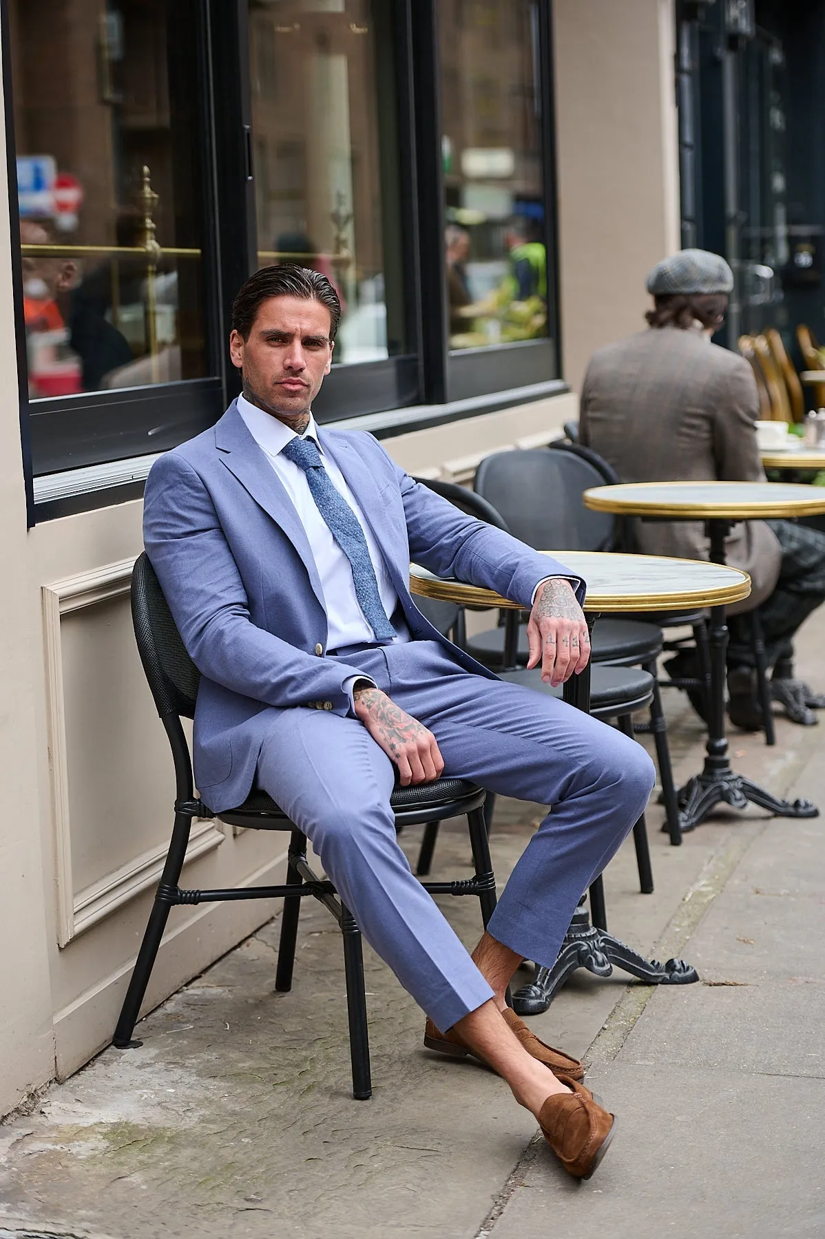 DECORATE Cotton Linen Blend Blazer in Blue