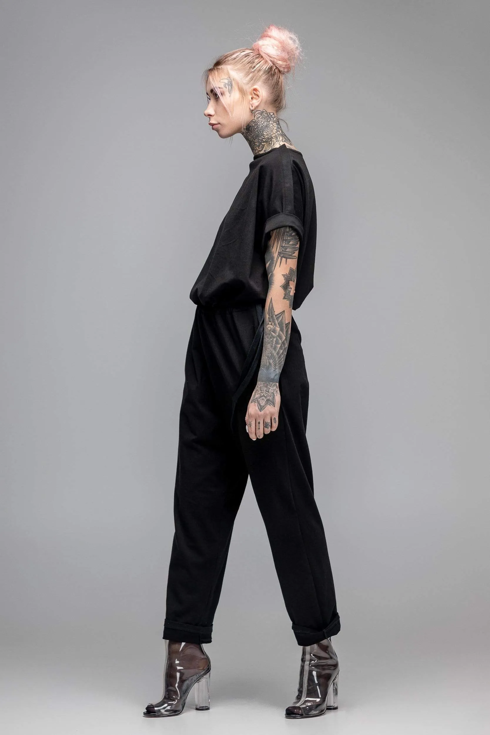 Drawstring-waist jumpsuit