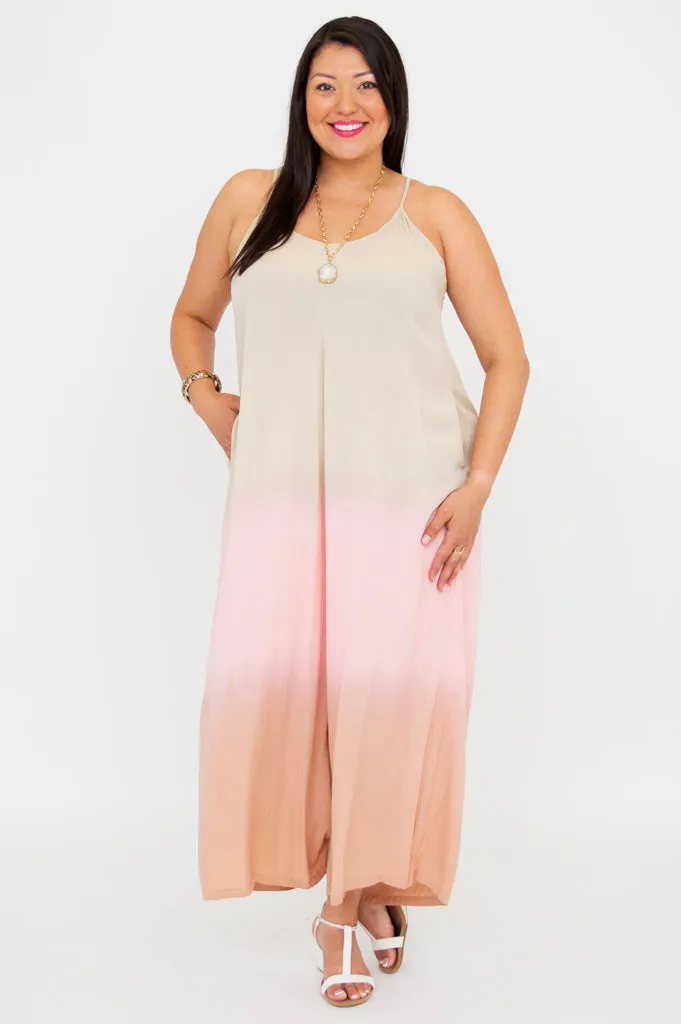 Ender Jumpsuit, Tan Dip-Dye