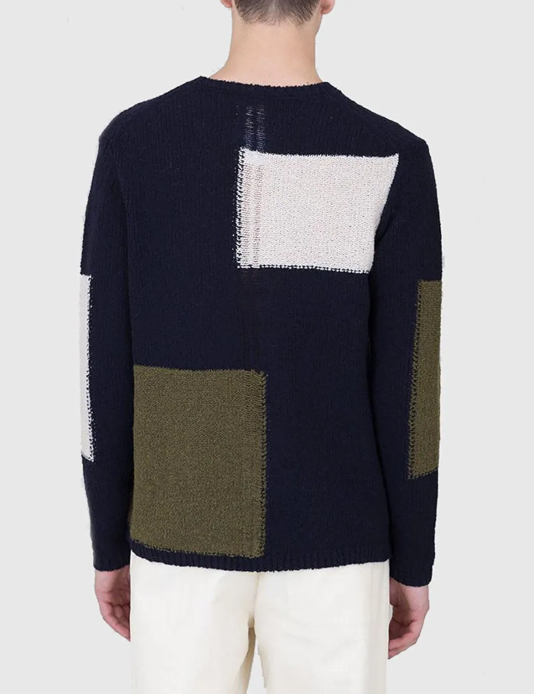 Folk Interference Knit Sweatshirt - Navy