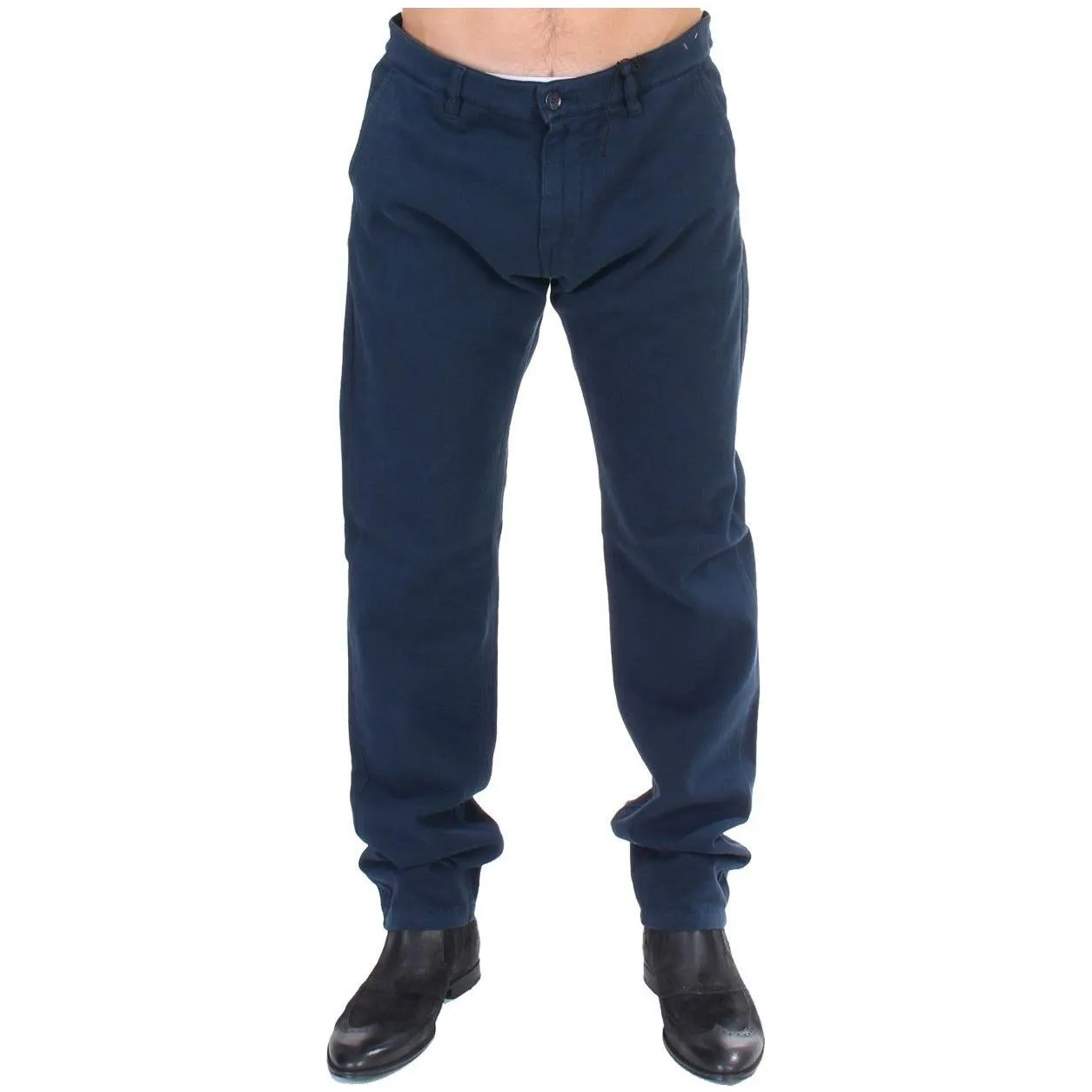 GF Ferre Elegant Blue Cotton Stretch Chinos