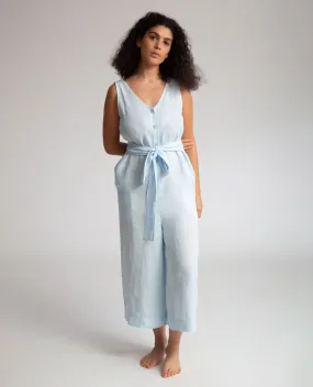 Gianna Linen Jumpsuit in Pale Blue