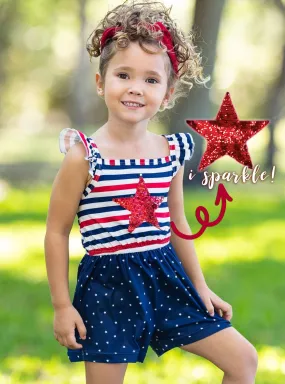 Girls Sequin Patriotic Romper