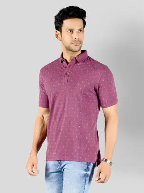 Grape Wine Printed Slim Fit Polo T-shirt | JadeBlue