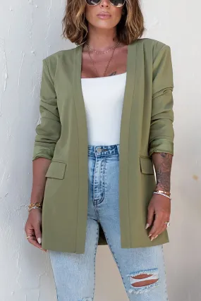 Green Open Front Flap Detail Blazer