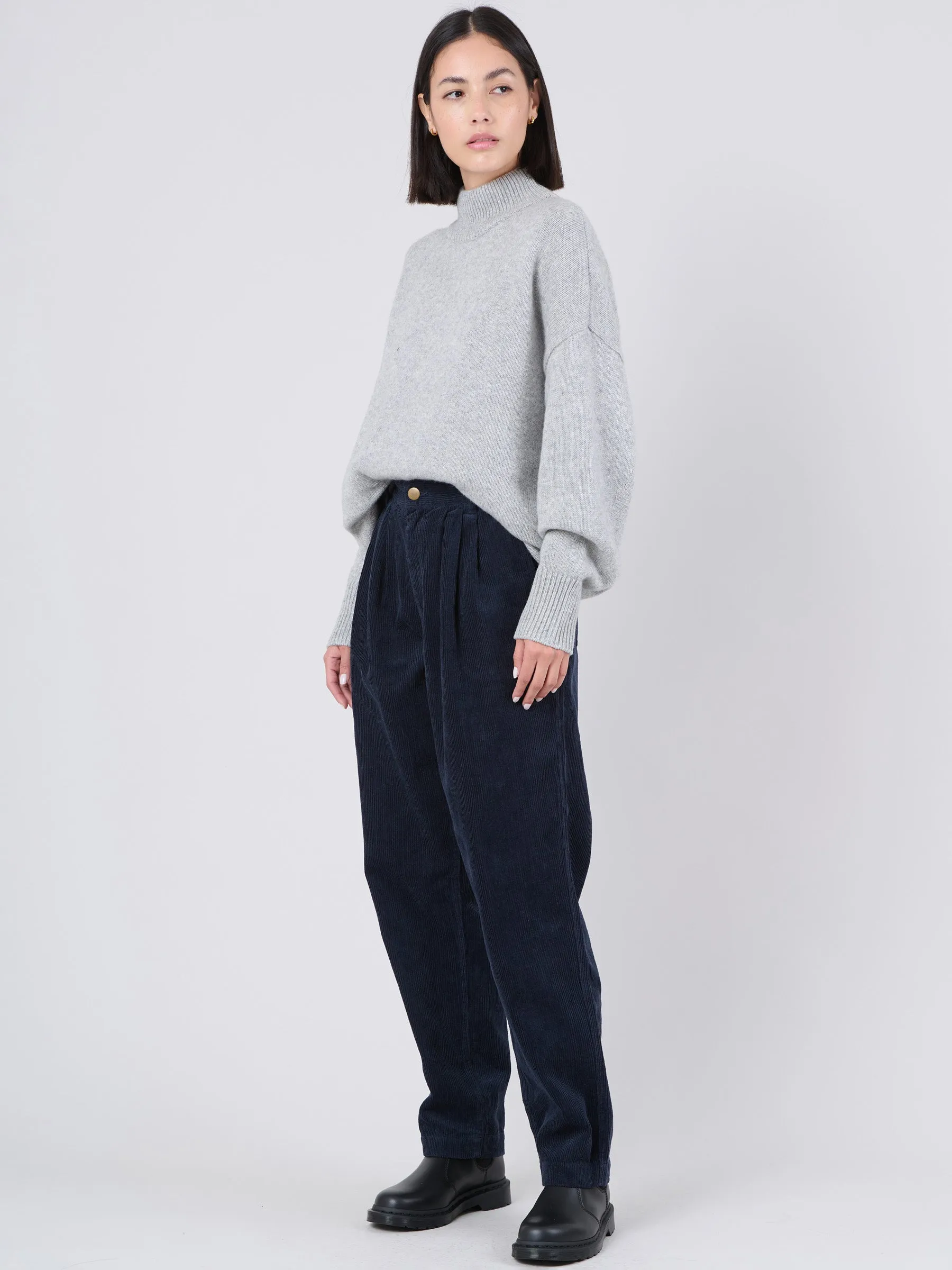 Hemp Organic Cotton Corduroy Front Pleats Trousers