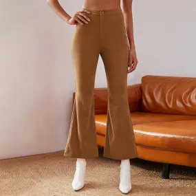 High Waist Flare Leg Cord Pants