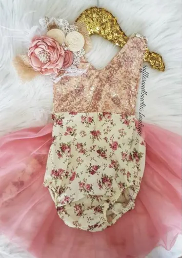 Kryssi Kouture Vintage Rose Alexandra Tutu Romper