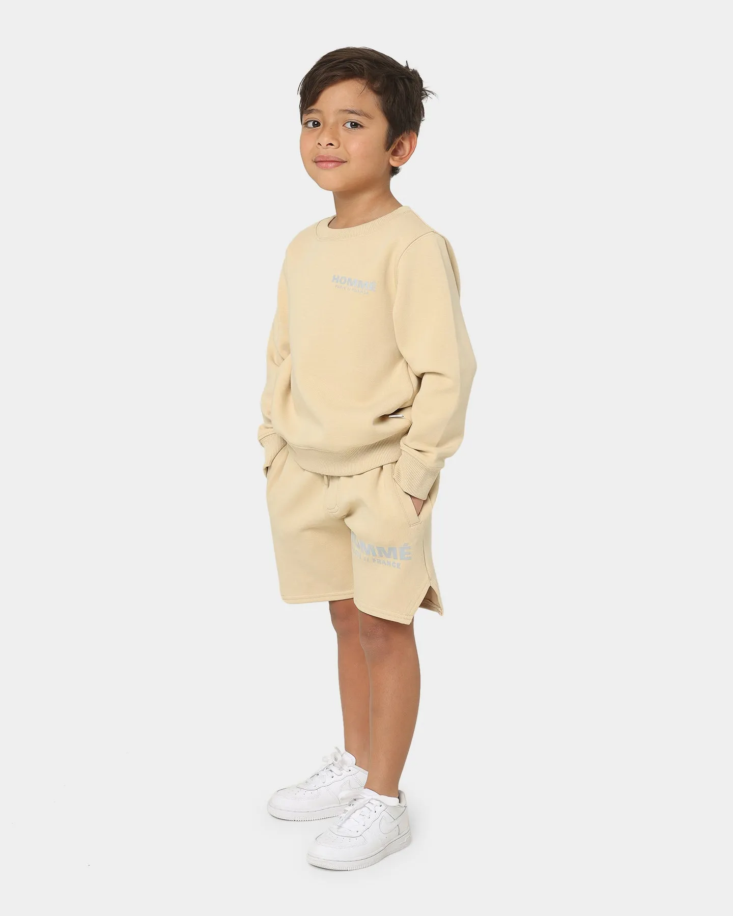 Lil Homme Kids' Motion Crewneck Set Cappuccino/Grey