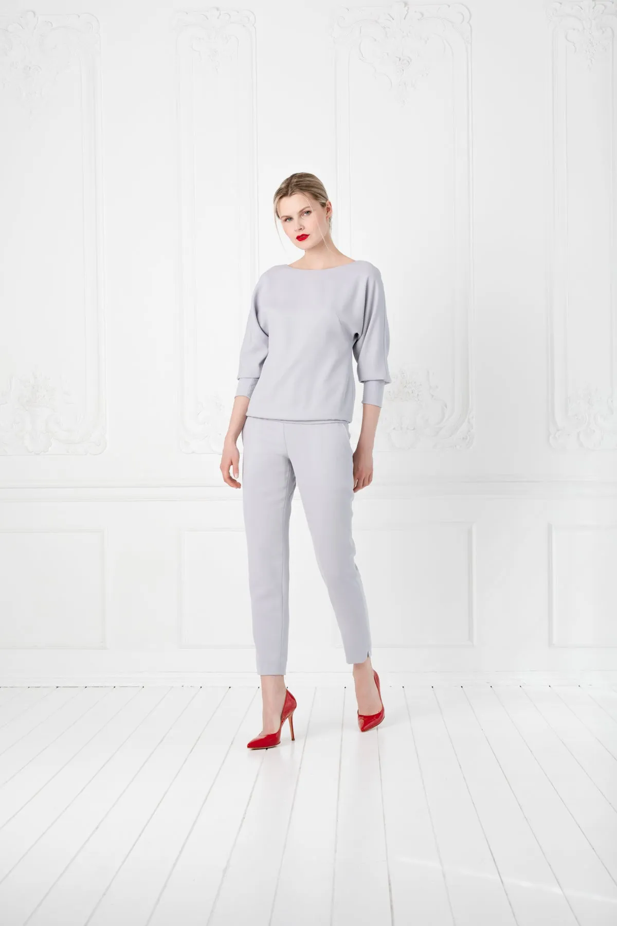 LITTORELLA LIGHT GRAY WOOL JUMPSUIT