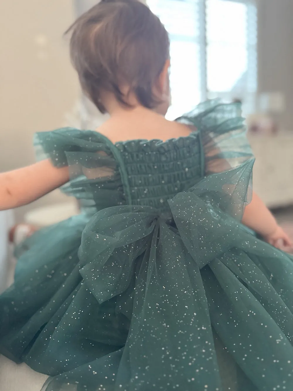 Lotus Green Sparkle Baby Christmas Dress