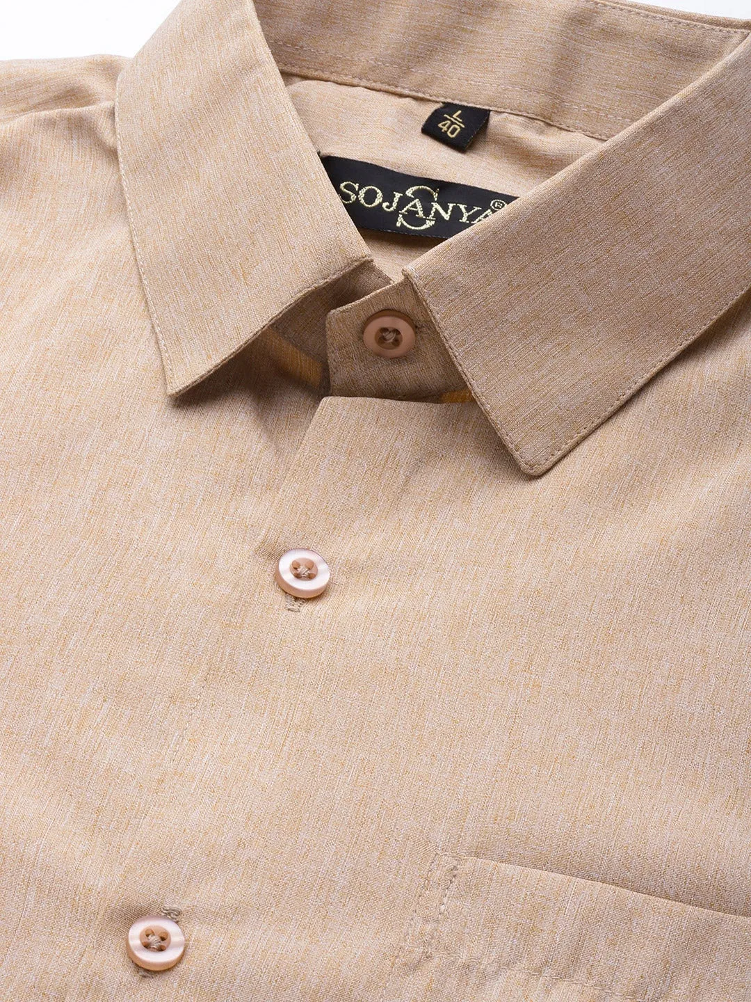 Men's Cotton Beige Casual Shirt