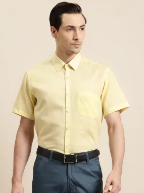 Men's Cotton Blend Lemon Classic Formal Shirt - Sojanya