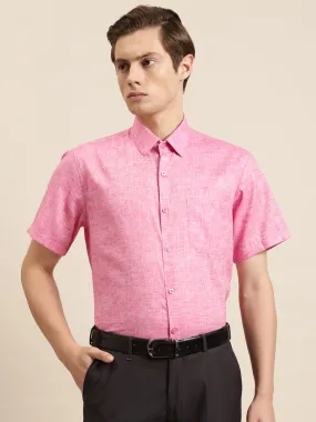 Men's Cotton Blend Pink Classic Formal Shirt - Sojanya