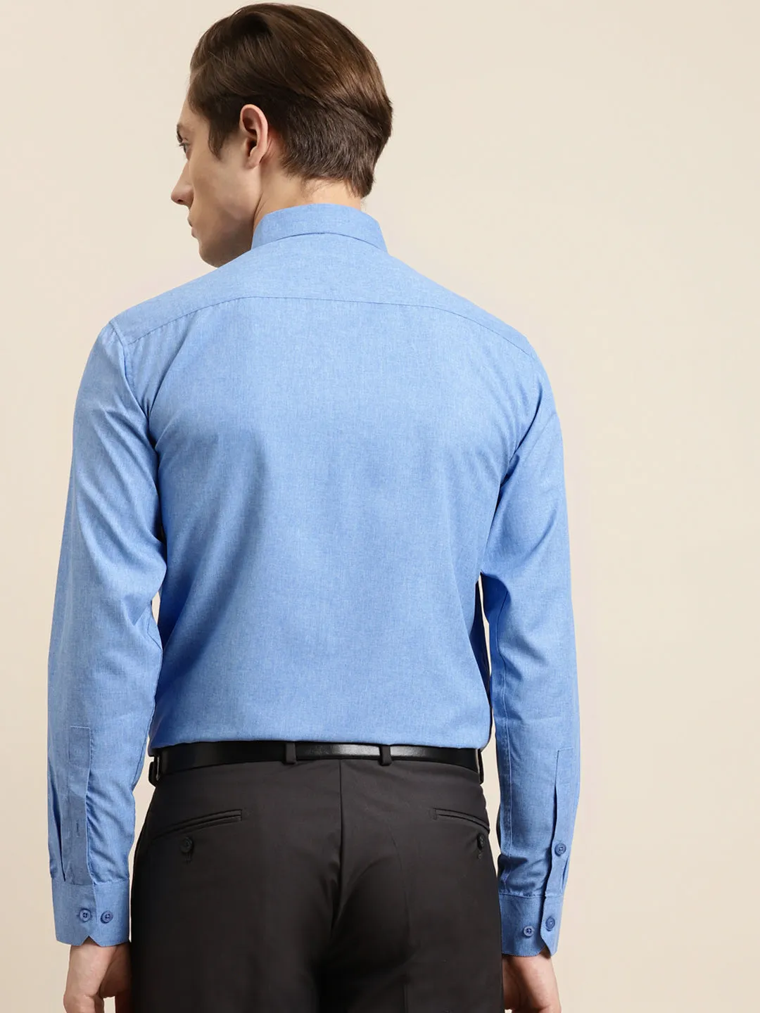 Men's Cotton Blue Formal Classic Shirt - Sojanya