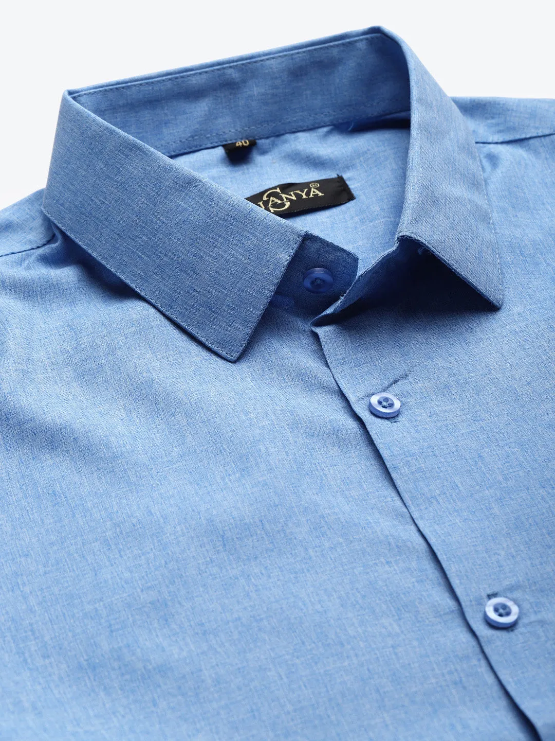 Men's Cotton Blue Formal Classic Shirt - Sojanya