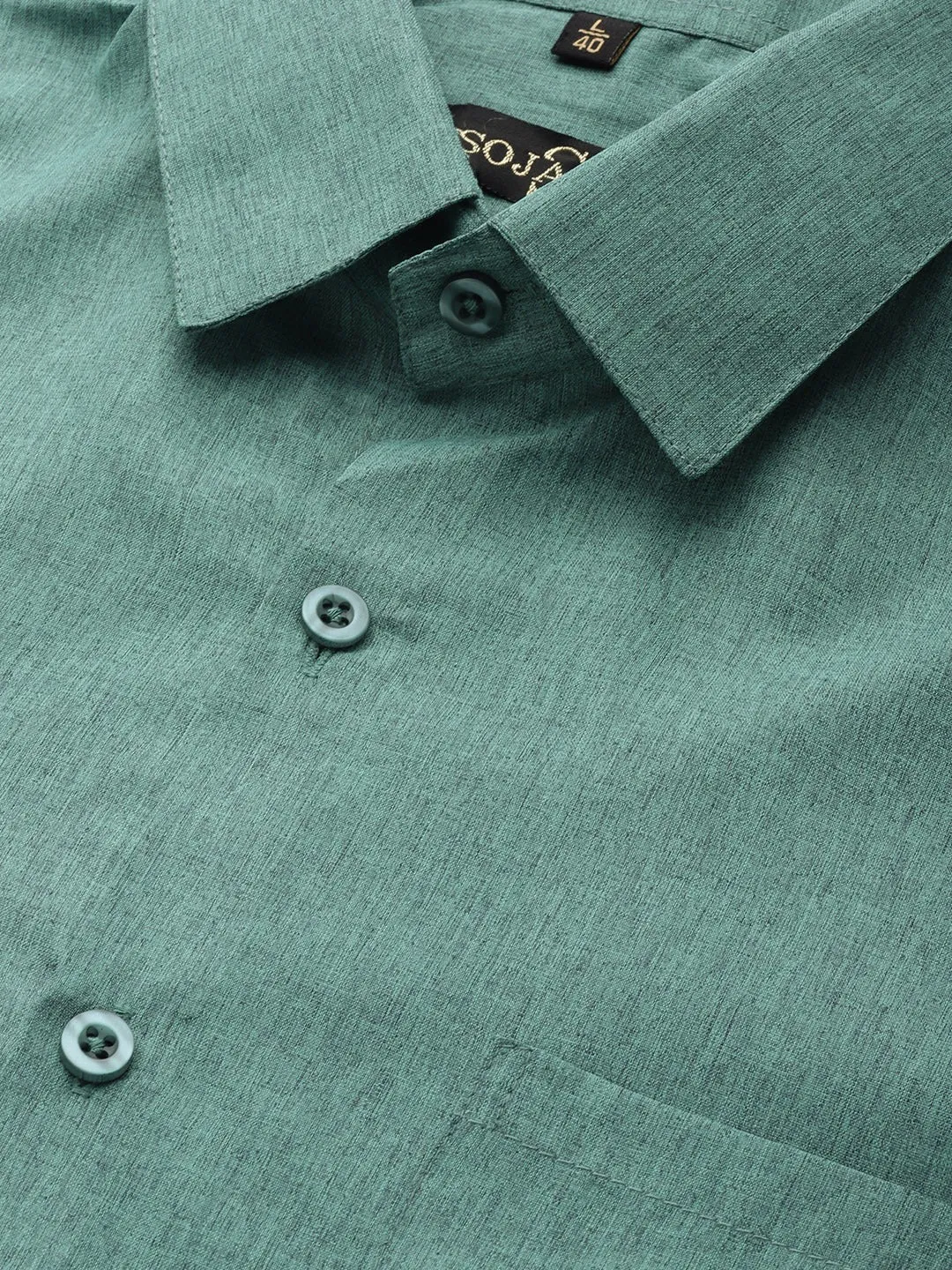 Men's Cotton Bottle Green Casual Shirt