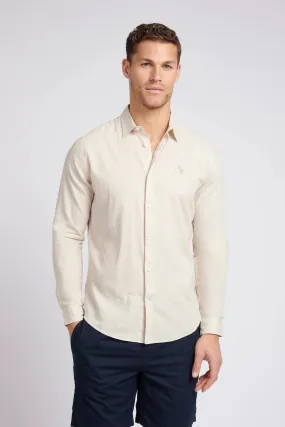 Mens Linen Blend Shirt in Moon Beam