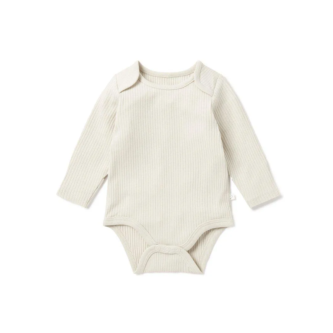 MORI Ribbed Long Sleeve Bodysuit - Ecru