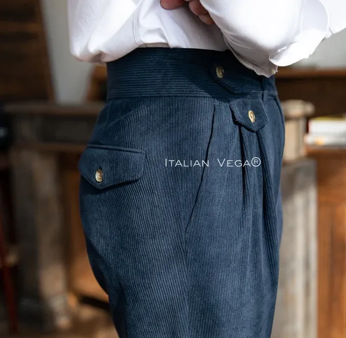 Navy Corduroy Signature Gurkha Pants by Italian Vega®