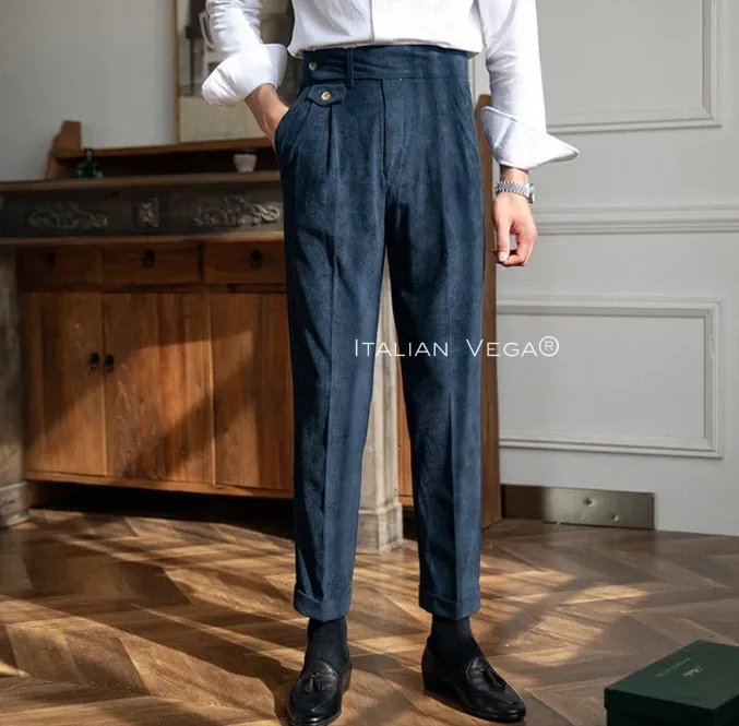 Navy Corduroy Signature Gurkha Pants by Italian Vega®