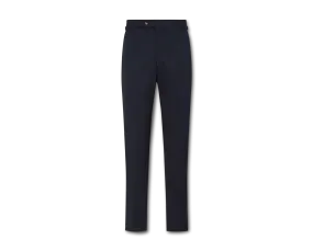 Navy Flat Front Cotton Chinos