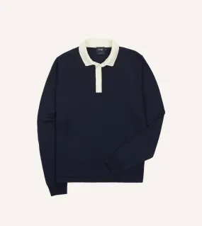 Navy Merino Wool Knitted Rugby Shirt