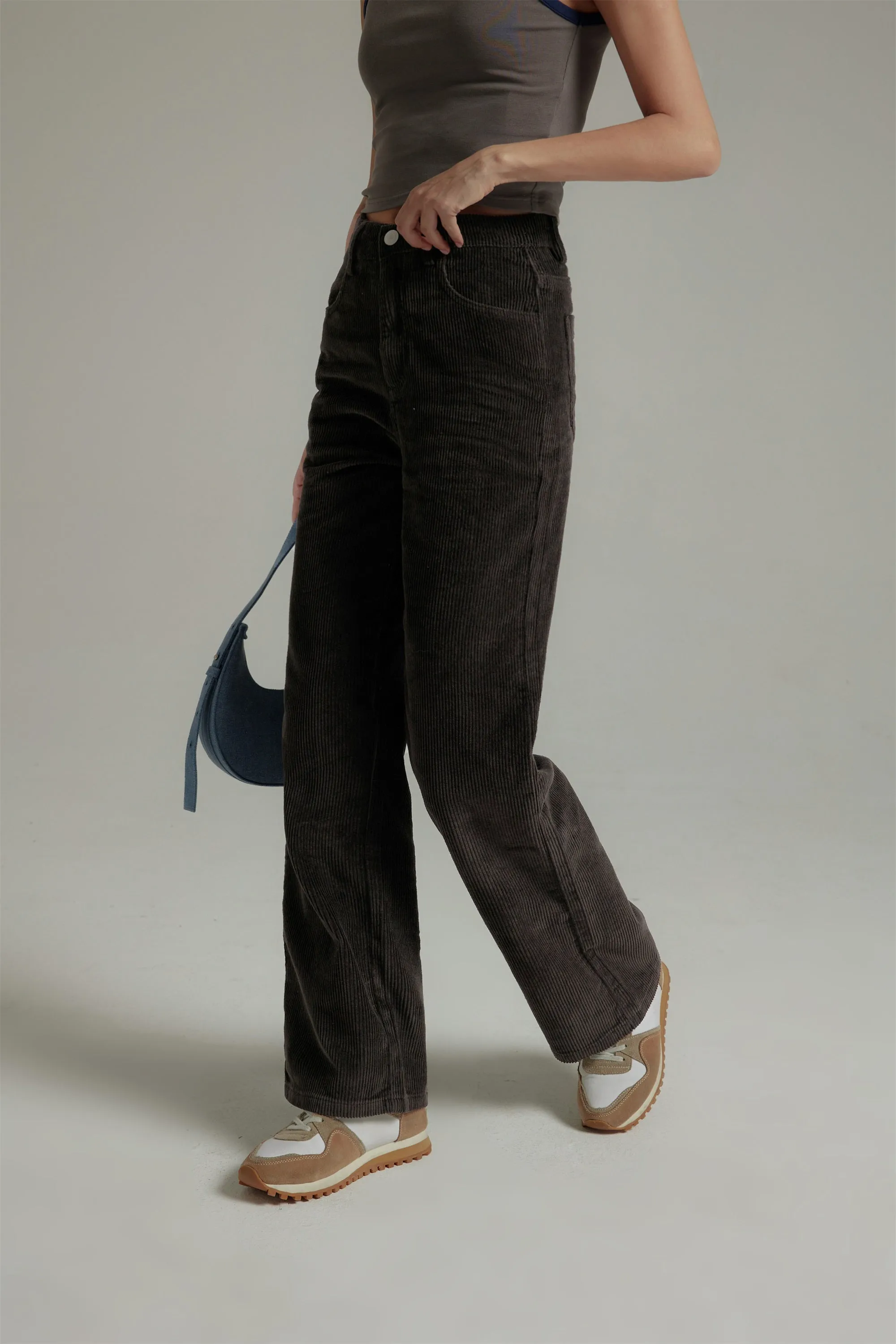 Neutral Corduroy Straight Pants