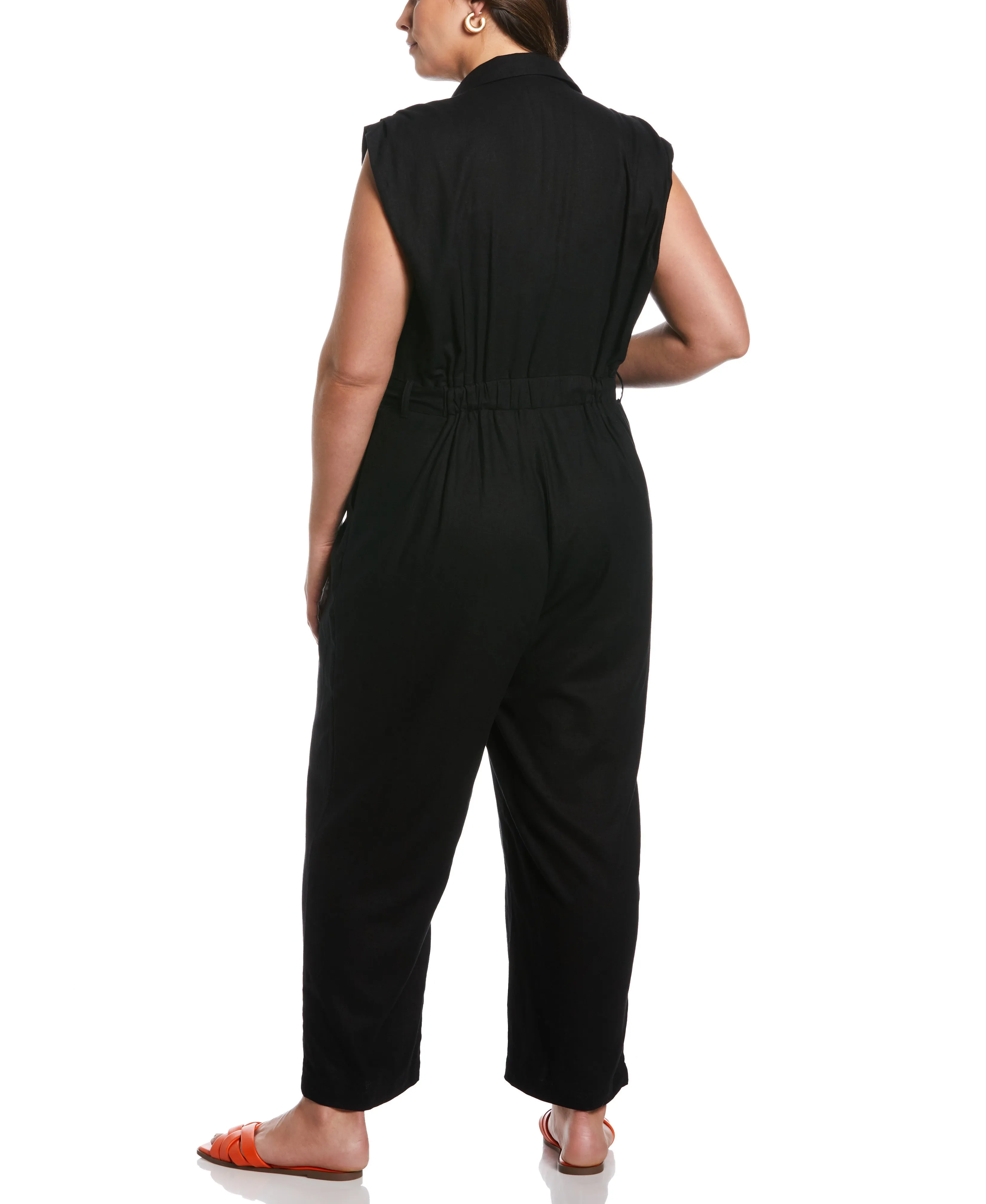 Plus Size Linen Blend Jumpsuit