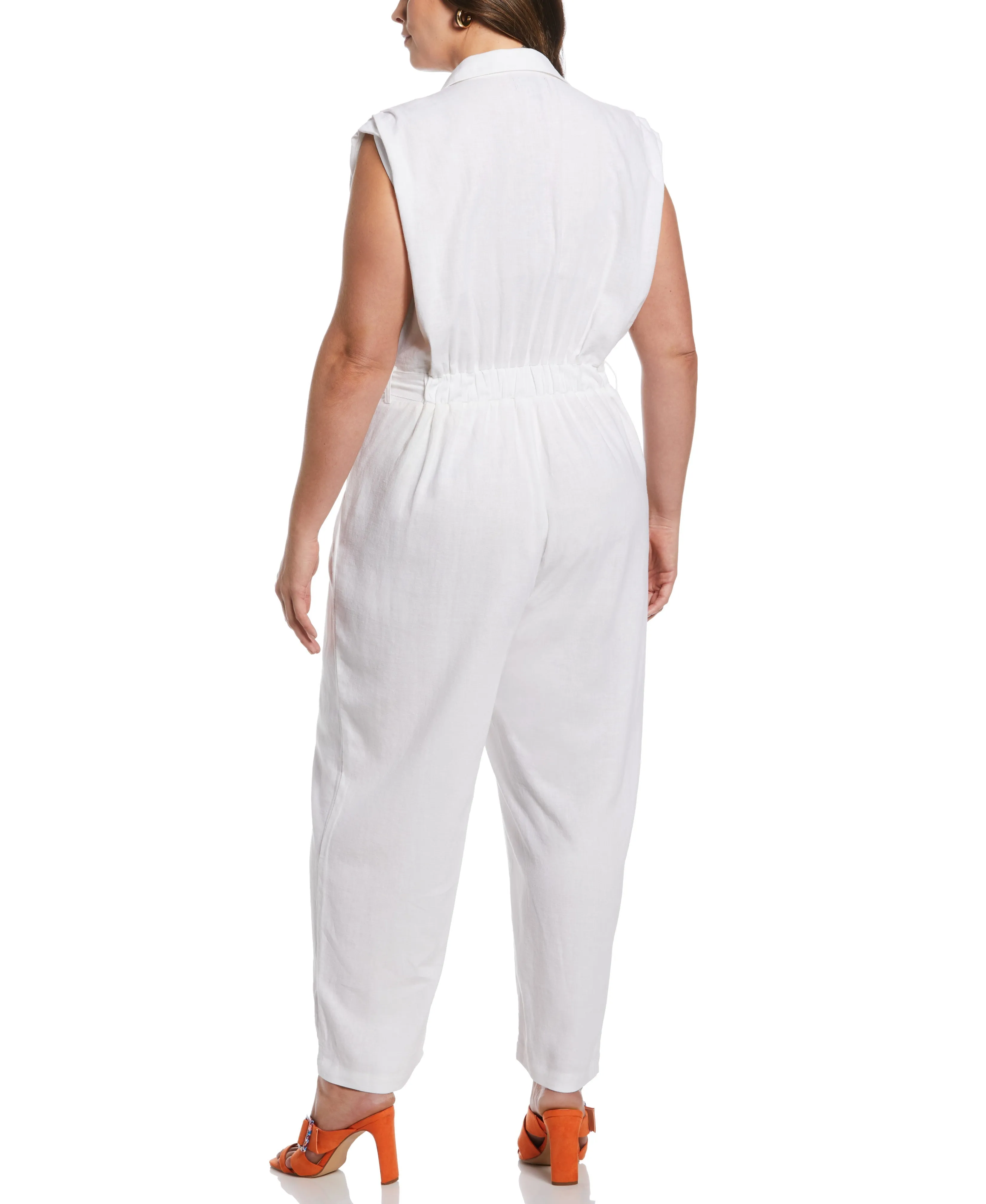 Plus Size Linen Blend Jumpsuit