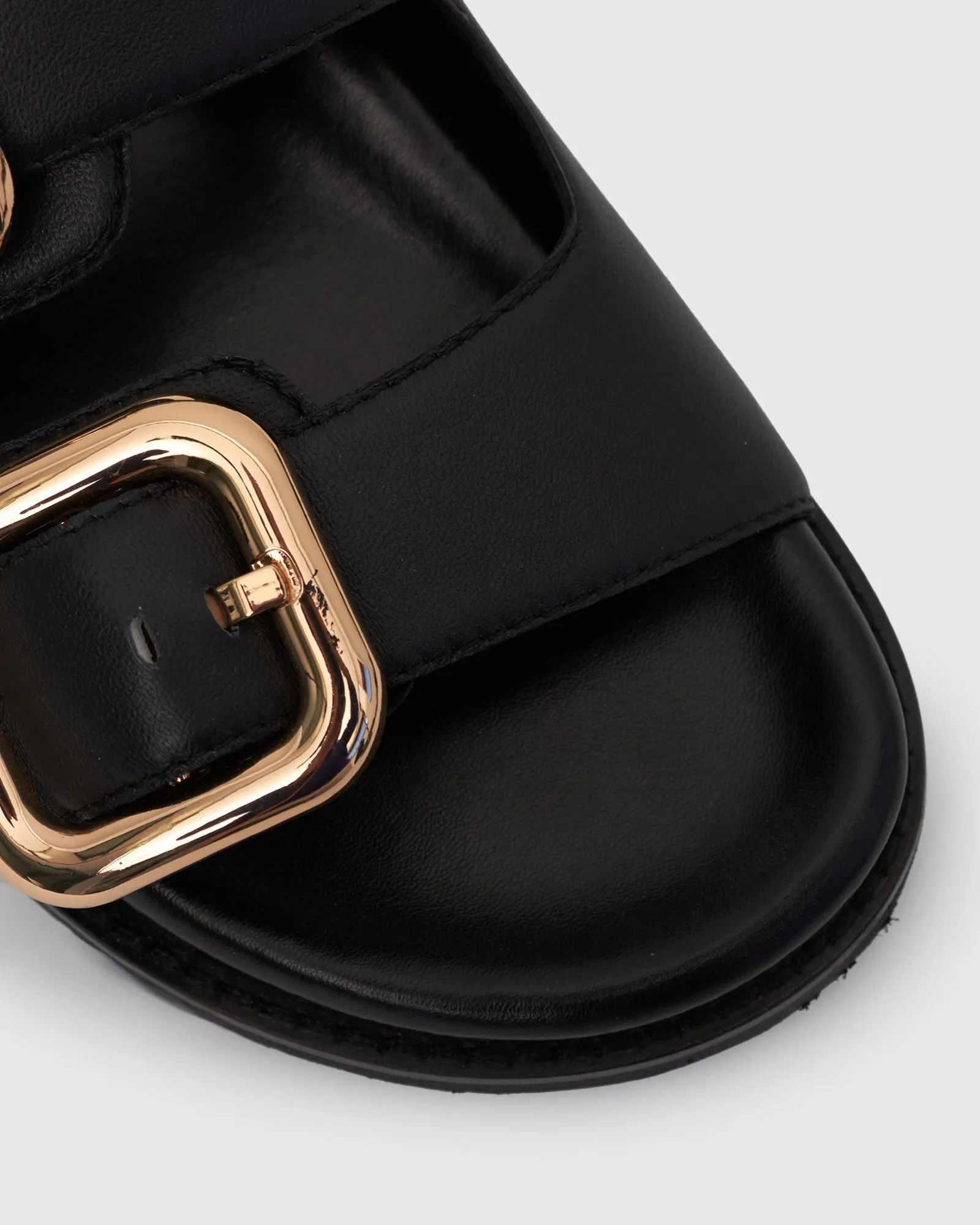 PRE-ORDER HUNTER Buckle Detail Leather Slides