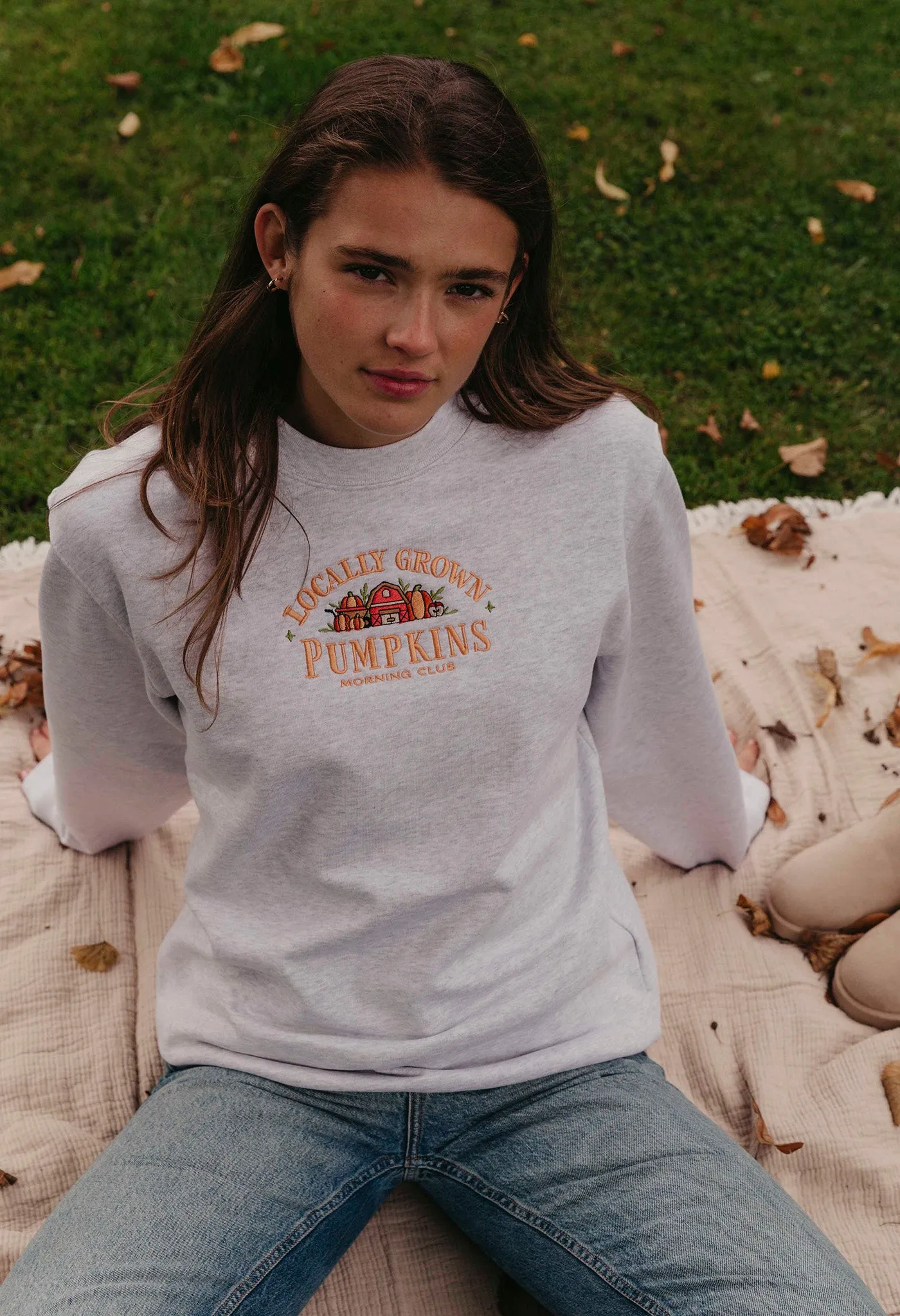 Pumpkins Embroidered Organic Cotton Sweatshirt