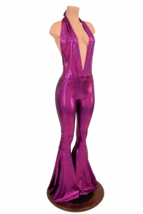 "Josie" Halter Bell Bottom Flare Catsuit