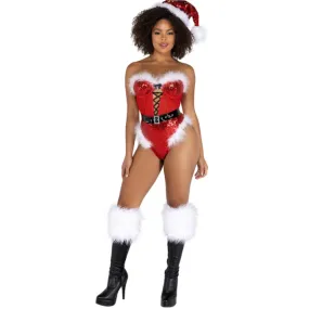 Sequin & Mesh Lace-Up Christmas Bodysuit