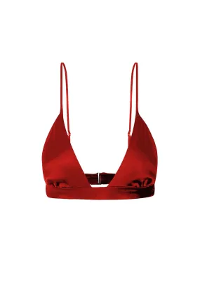 Silk Triangle Bra - Crimson