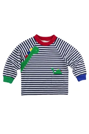 Stripe Knit Shirt With Dinosaurs