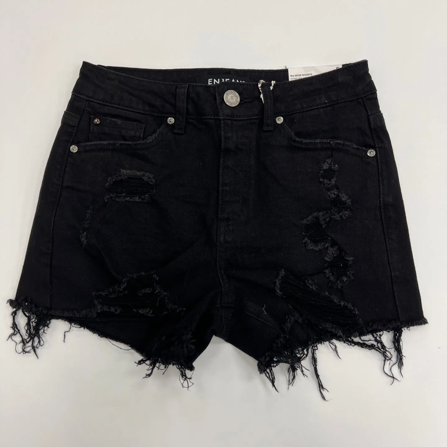 Super High Rise Destructed Mom Shorts