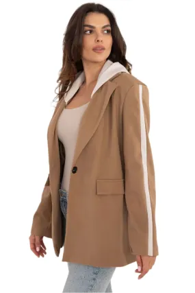 TEEK - Linear Buttoned Hooded Blazer Jacket