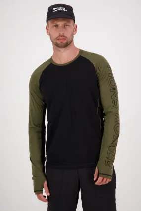 Temple Merino Long Sleeve - Dark Olive Black